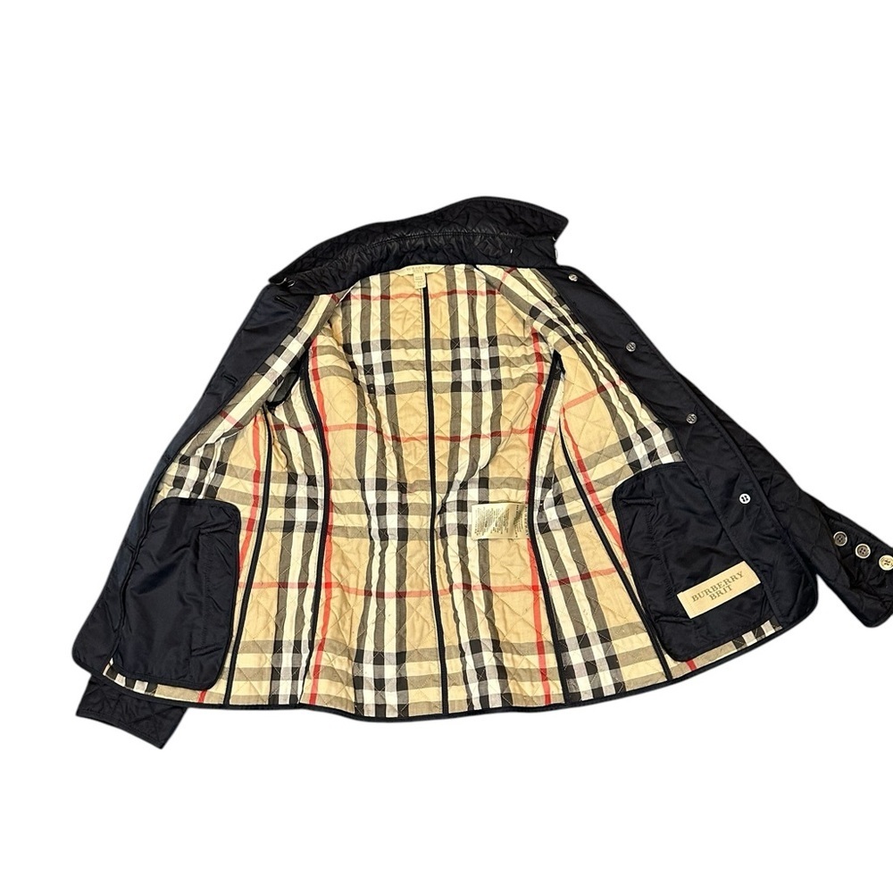 BURBERRY BRIT Quilted Black Jacket Coat Blazer Nova Check Lined Size XS - Picture 11 of 16